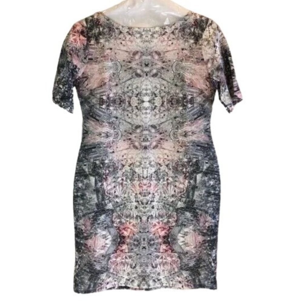 Joanna Hope Dress Abstract Floral Pattern Bodycon Short Sleeve Size 14